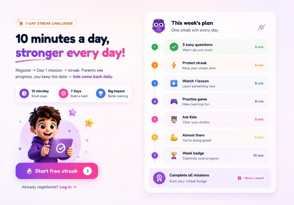7-day streak challenge — this week's plan