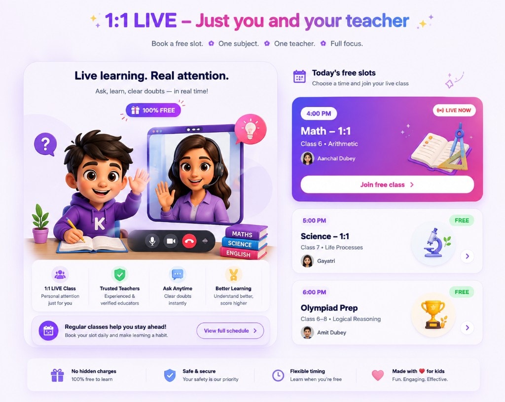 1:1 LIVE — Just you and your teacher